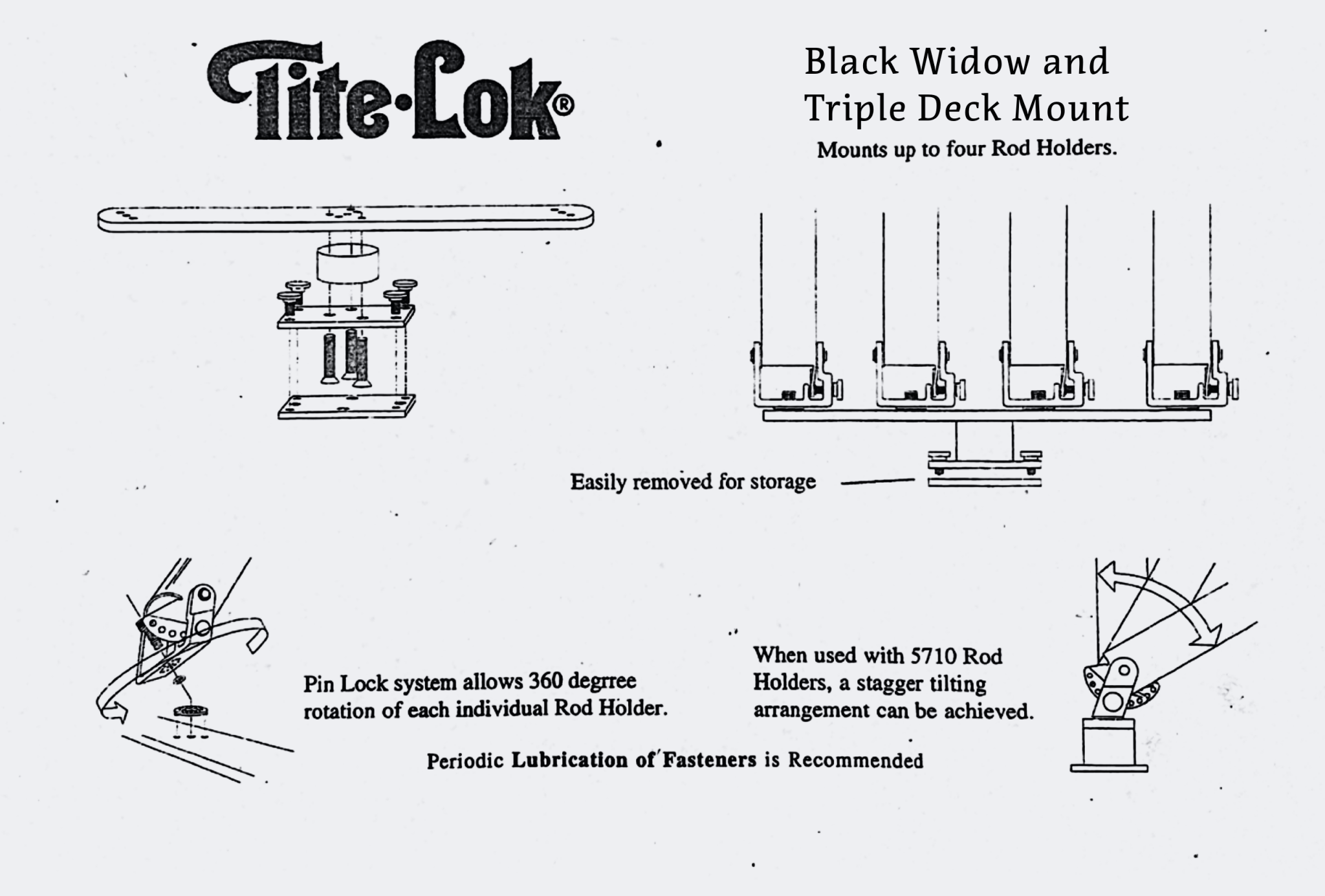 Triple Deck Mount w/ Multi - Lok Rod Holders - Tite - Lok